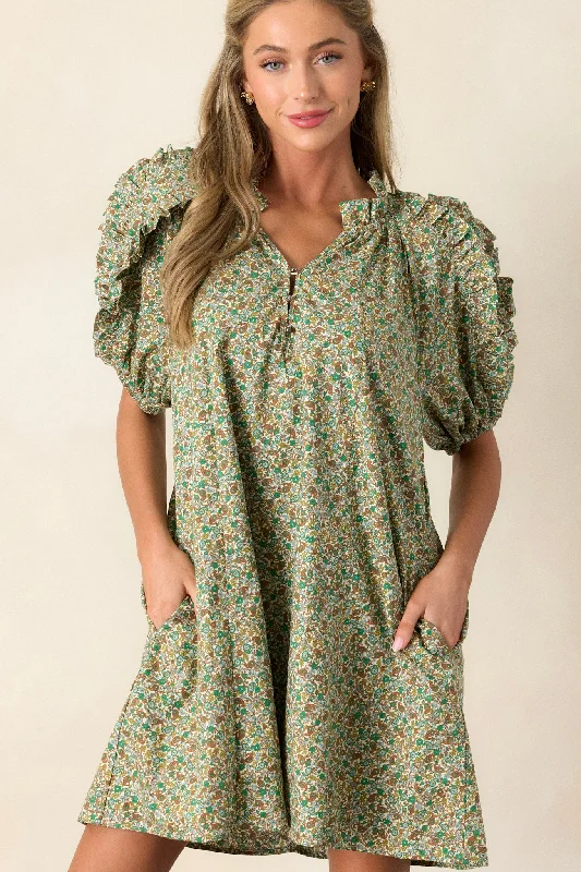 Wrap Style Polyester Dresses for Ladies' Versatile OutfitCan't Replace You Green 100% Cotton Puff Sleeve Mini Dress Wrap Style Polyester Dresses for Ladies' Versatile OutfitCan't Replace You Green 100% Cotton Puff Sleeve Mini Dress