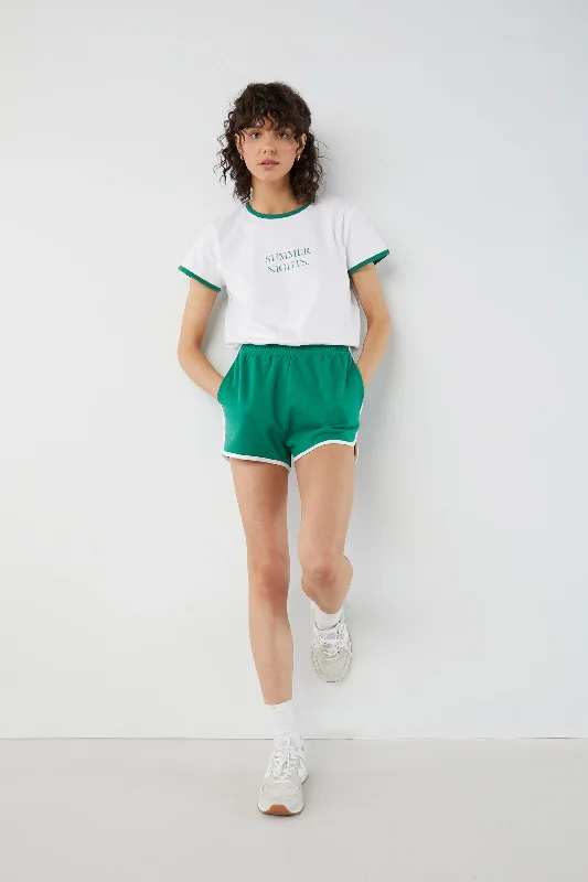 Women's lace - trimmed T - shirt for a delicate lookCONTRAST TRIM TEE