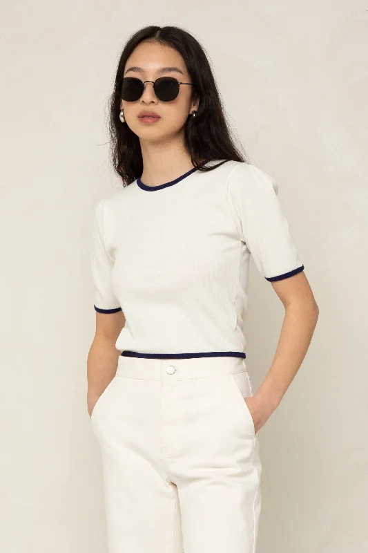 Women's T - shirt with a patchwork designCONTRAST TRIM TEE