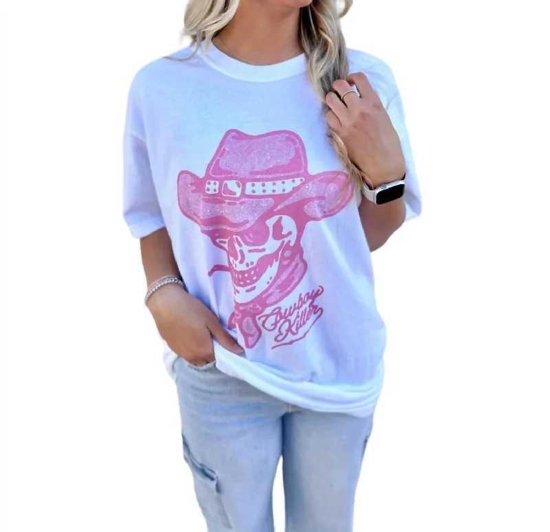 Color - blocked women's T - shirt for a bold statementCowboy Killer Vintage Tee In White