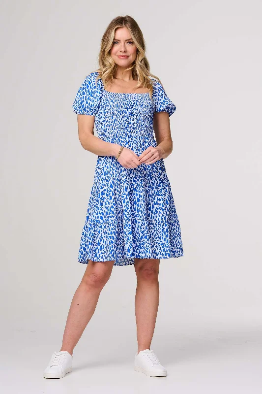 Dresses with Sequined Hearts and Ruffled Hem and Satin and Lace Combo for Ladies' Romantic and Feminine LookHeart Print Knee Length Smock Dress Dresses with Sequined Hearts and Ruffled Hem and Satin and Lace Combo for Ladies' Romantic and Feminine LookHeart Print Knee Length Smock Dress