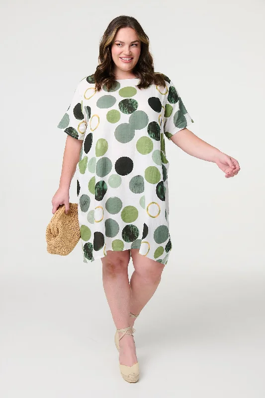 Dresses with Embroidered Stars and Sequined Dots and Sheer Sleeve for Ladies' Celestial and Elegant LookPolka Dot Relaxed Tunic Dress Dresses with Embroidered Stars and Sequined Dots and Sheer Sleeve for Ladies' Celestial and Elegant LookPolka Dot Relaxed Tunic Dress