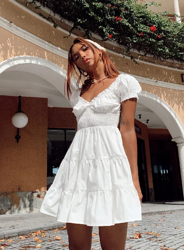 Dresses with Sheer Panels and Beaded Trim and Embroidered Paisley Patterns for Ladies' Sultry and Exotic LookDaniela Mini Dress White Dresses with Sheer Panels and Beaded Trim and Embroidered Paisley Patterns for Ladies' Sultry and Exotic LookDaniela Mini Dress White