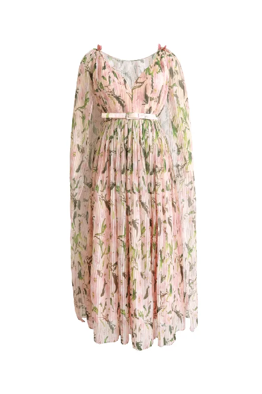 Dresses with Sequined Fringe for Ladies' Dazzling and Playful LookEmma Pleated Cape Sleeved Chiffon Maxi Dress Dresses with Sequined Fringe for Ladies' Dazzling and Playful LookEmma Pleated Cape Sleeved Chiffon Maxi Dress