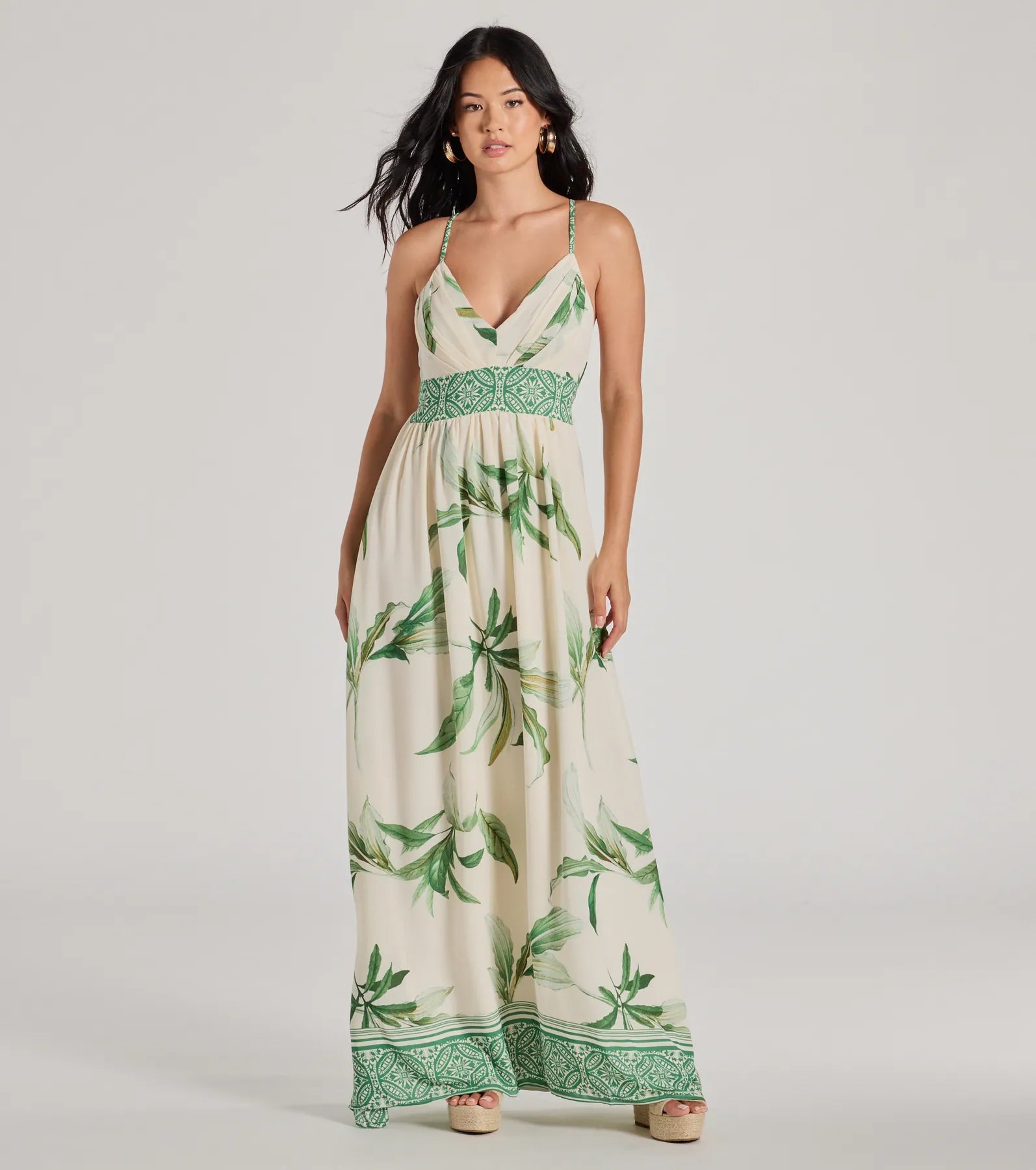 Satin Dresses with Embroidered Bodice for Ladies' Timeless LookFiji Feeling Sleeveless Lace-Up Tropical Maxi Dress Satin Dresses with Embroidered Bodice for Ladies' Timeless LookFiji Feeling Sleeveless Lace-Up Tropical Maxi Dress