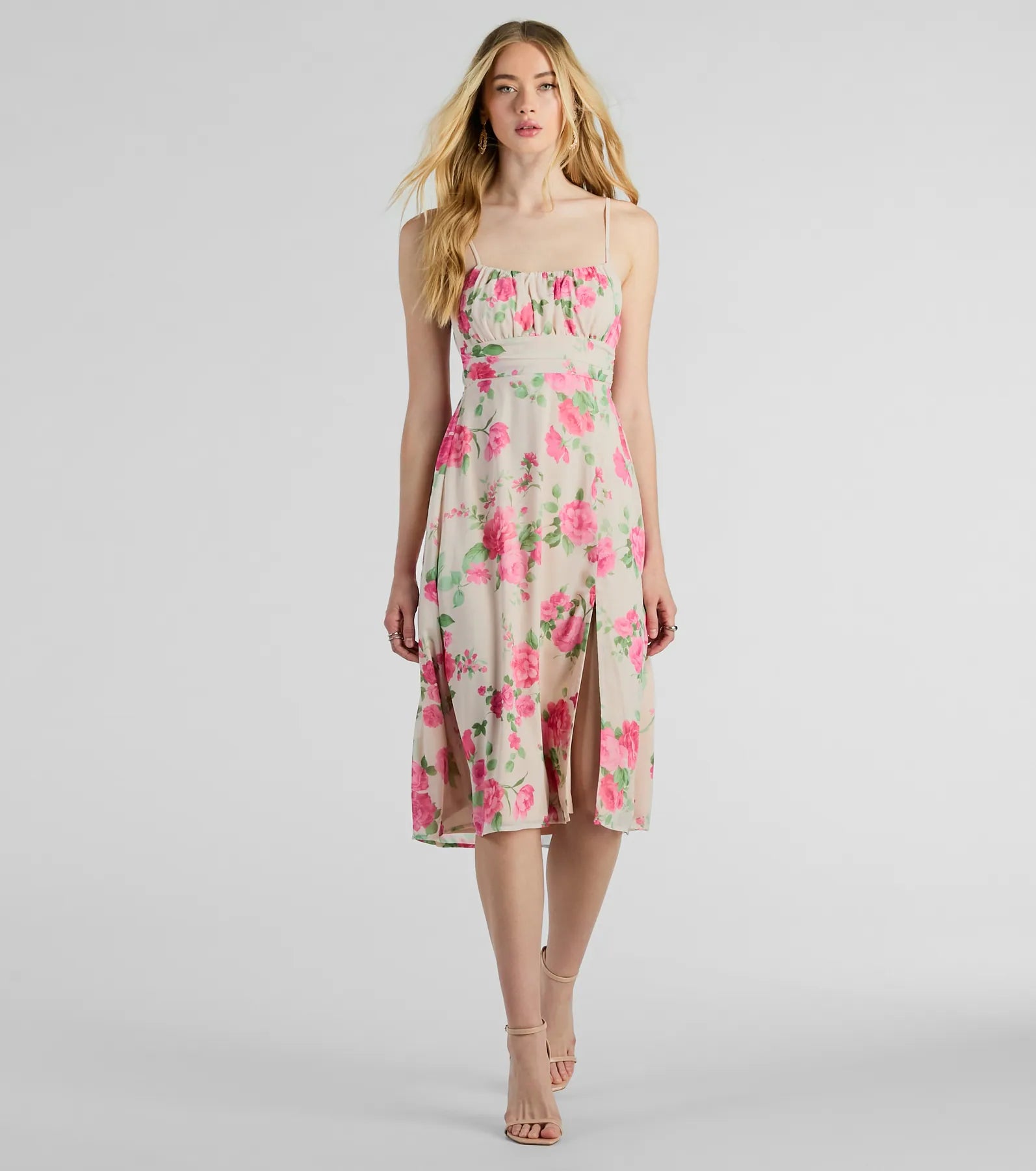Dresses with Tassel Hem and Metallic Lace for Ladies' Boho and Luxurious LookGarden Of Romance Tie Back Rose Floral A-Line Dress Dresses with Tassel Hem and Metallic Lace for Ladies' Boho and Luxurious LookGarden Of Romance Tie Back Rose Floral A-Line Dress