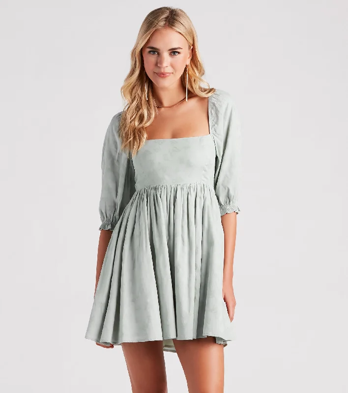 High Neck Chiffon Dresses for Ladies' Modest StyleGive Me Butterflies Square Neck Skater Dress High Neck Chiffon Dresses for Ladies' Modest StyleGive Me Butterflies Square Neck Skater Dress