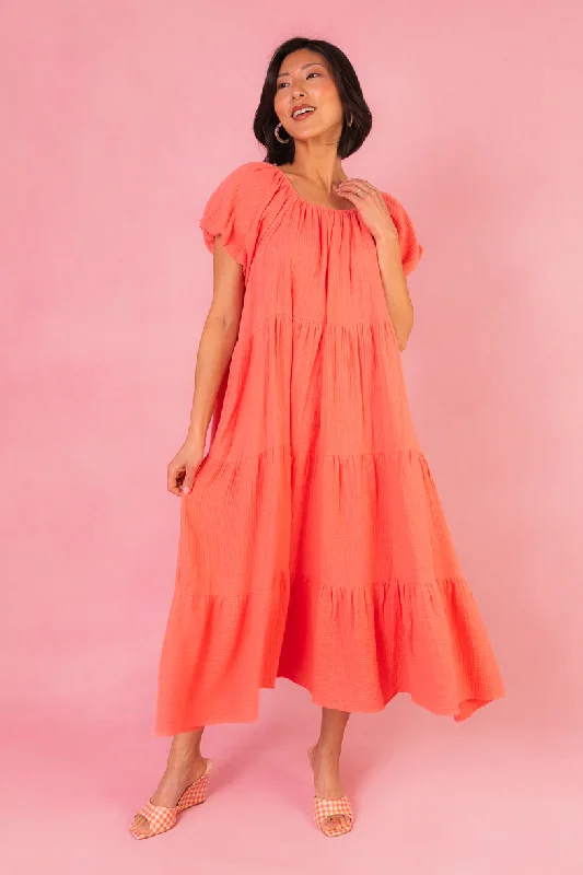 Dresses with Sequined Star Motifs for Ladies' Celestial and Elegant LookHarvey Dress in Coral - FINAL SALE Dresses with Sequined Star Motifs for Ladies' Celestial and Elegant LookHarvey Dress in Coral - FINAL SALE