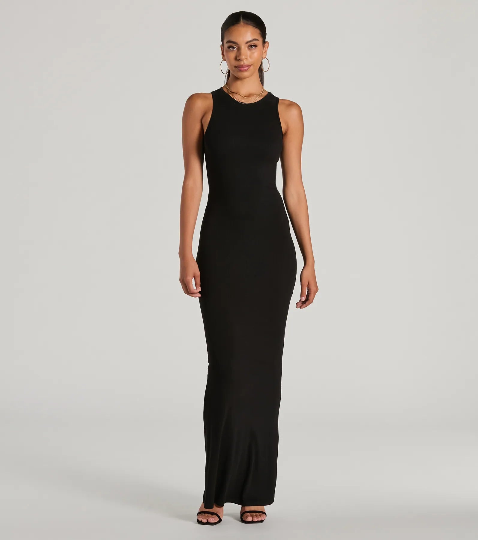 Chiffon Dresses with Slit for Ladies' Added EleganceLaid Back Fave Crew Neck Tank Maxi Dress Chiffon Dresses with Slit for Ladies' Added EleganceLaid Back Fave Crew Neck Tank Maxi Dress