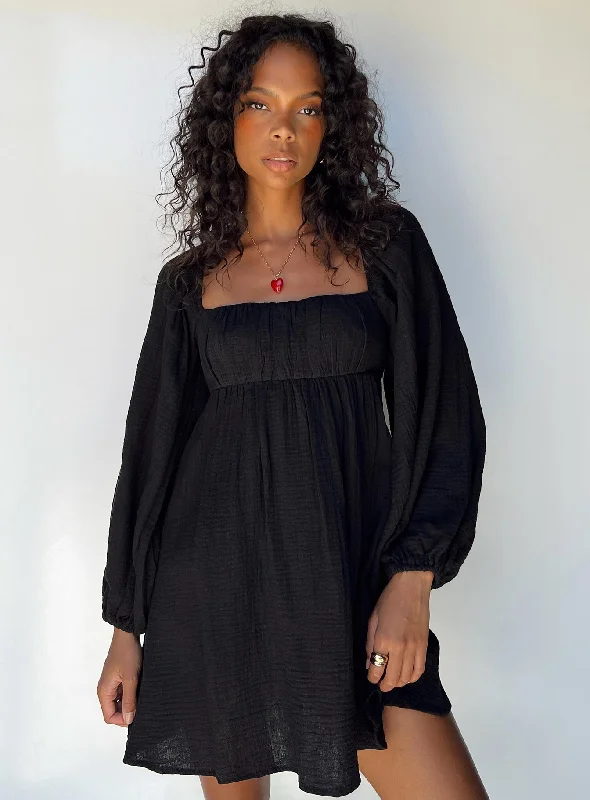 Dresses with Lace and Tulle Combo for Ladies' Dreamy LookLet's Dance Mini Long Sleeve Dress Black Dresses with Lace and Tulle Combo for Ladies' Dreamy LookLet's Dance Mini Long Sleeve Dress Black