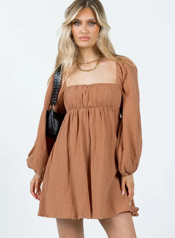 Dresses with Tassel Hem and Metallic Lace for Ladies' Boho and Luxurious LookLet's Dance Mini Long Sleeve Dress Rust Dresses with Tassel Hem and Metallic Lace for Ladies' Boho and Luxurious LookLet's Dance Mini Long Sleeve Dress Rust