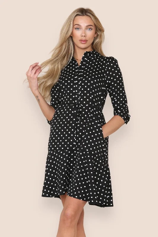Dresses with Metallic Sequined Bodice and Chiffon Skirt for Ladies' Glamorous and Flirty LookLOVE SUNSHINE Black Polka Dot Frilled Hem Mini Dress Dresses with Metallic Sequined Bodice and Chiffon Skirt for Ladies' Glamorous and Flirty LookLOVE SUNSHINE Black Polka Dot Frilled Hem Mini Dress