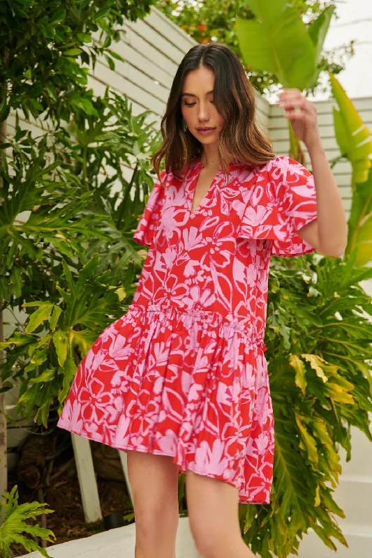 Dresses with Sheer Panels for Ladies' Sultry and Alluring LookMarida Garnet Floral Rock A By Trapeze Mini Dress Dresses with Sheer Panels for Ladies' Sultry and Alluring LookMarida Garnet Floral Rock A By Trapeze Mini Dress