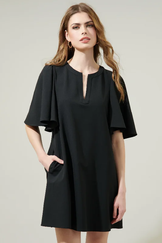 Dresses with Sequined Star Motifs and Sheer Sleeve for Ladies' Celestial and Flirty LookMarquee Shift Dress Dresses with Sequined Star Motifs and Sheer Sleeve for Ladies' Celestial and Flirty LookMarquee Shift Dress