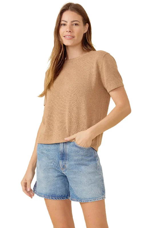 Women's T - shirt with a sequined sleeveOne Grey Day Polina Tee in Fawn