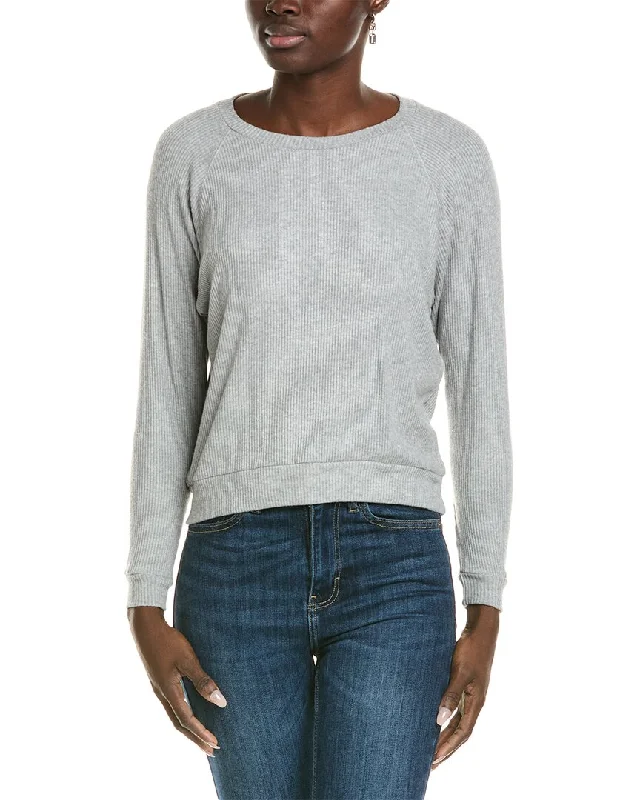 Women's T - shirt with a burnout floral patternperfectwhitetee Cozy Rib Pullover