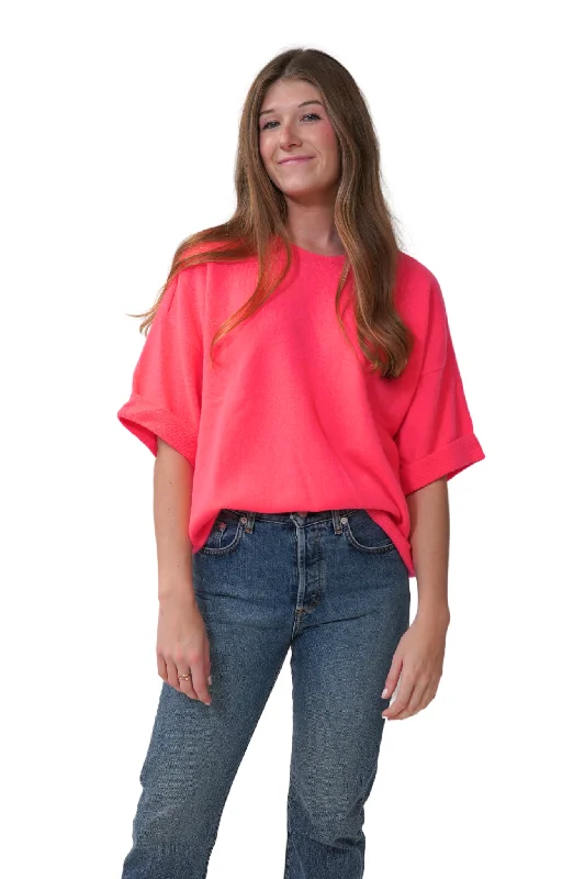 Open - front women's T - shirt with a beltRico Chill Tee in Grapefruit