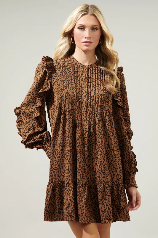 Dresses with Sequined Geometric Shapes and Lace and Chiffon Blend and Ruffled Sleeves for Ladies' Modern and Dramatic LookRuffle Detail Sleeve A Line Henley Dress Dresses with Sequined Geometric Shapes and Lace and Chiffon Blend and Ruffled Sleeves for Ladies' Modern and Dramatic LookRuffle Detail Sleeve A Line Henley Dress