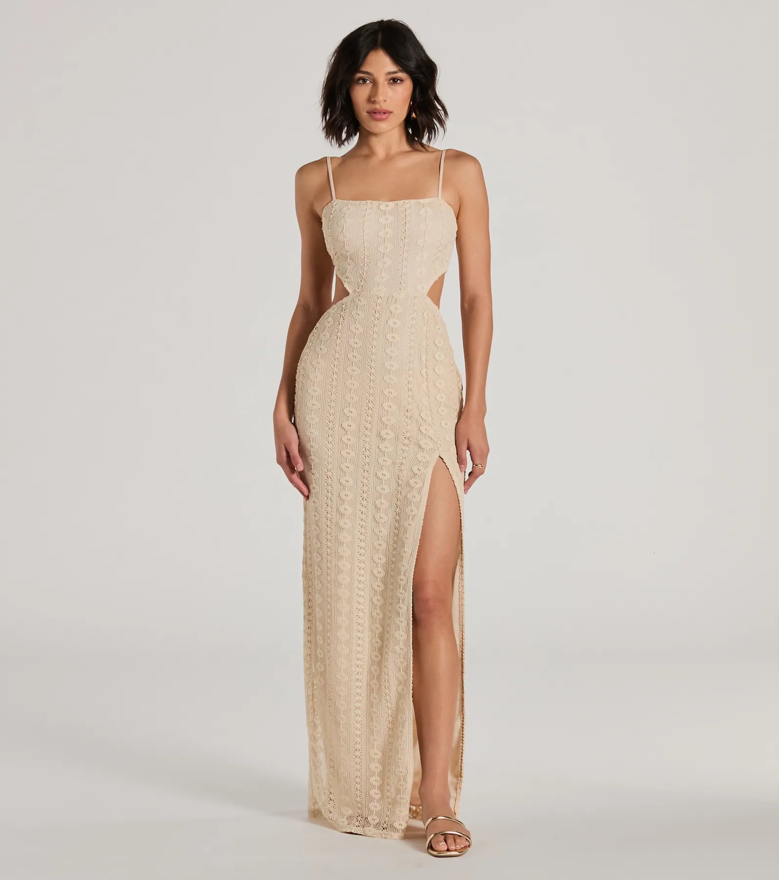 Mesh Paneled Dresses for Ladies' Modern EdgeSunny Thoughts Sleeveless Cutout Crochet Maxi Dress Mesh Paneled Dresses for Ladies' Modern EdgeSunny Thoughts Sleeveless Cutout Crochet Maxi Dress