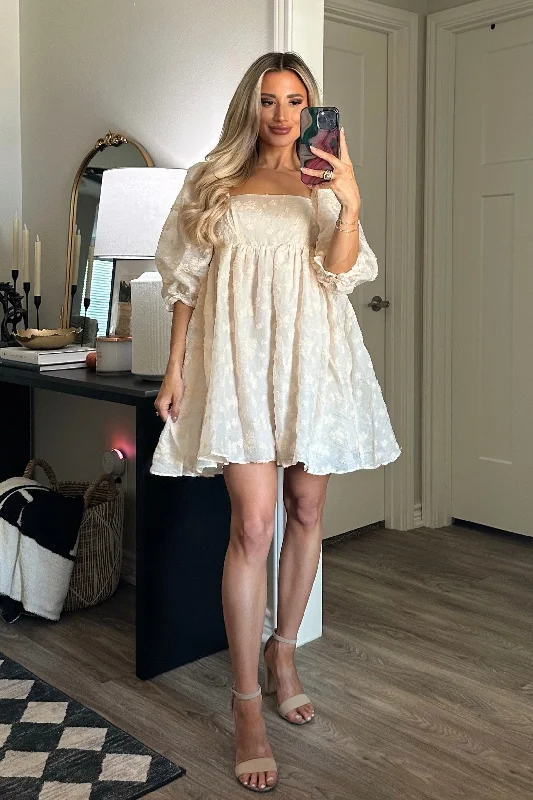 Dresses with Embroidered Party Animals for Ladies' Fun Themed OutfitSweetheart Eyelet Babydoll Dress: Cream Dresses with Embroidered Party Animals for Ladies' Fun Themed OutfitSweetheart Eyelet Babydoll Dress: Cream