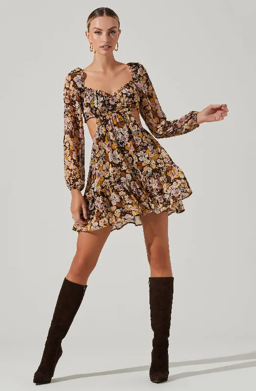 Dresses with Sequined Star Motifs for Ladies' Celestial and Elegant LookTeyla Floral Cutout Long Sleeve Mini Dress Dresses with Sequined Star Motifs for Ladies' Celestial and Elegant LookTeyla Floral Cutout Long Sleeve Mini Dress