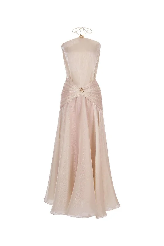 Dresses with Sequined Fringe for Ladies' Dazzling and Playful LookThe Sun Halter Sleeveless Chiffon Floor Length Dress Dresses with Sequined Fringe for Ladies' Dazzling and Playful LookThe Sun Halter Sleeveless Chiffon Floor Length Dress