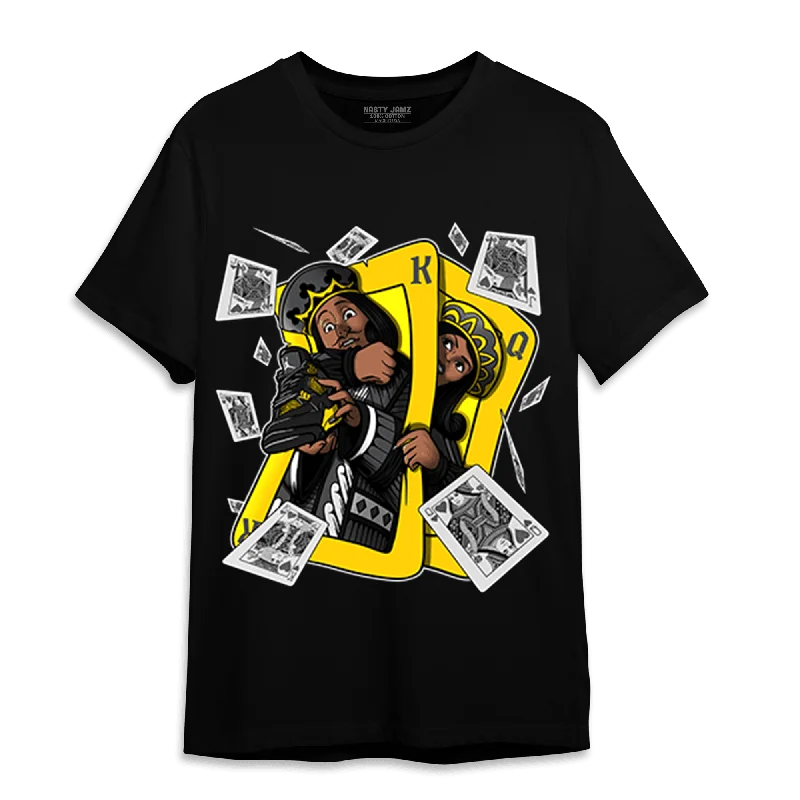 Color - blocked women's T - shirt for a bold statementNastyJamz Thunder 4s T Shirt Match Sneaker Playing Card Color - blocked women's T - shirt for a bold statementNastyJamz Thunder 4s T Shirt Match Sneaker Playing Card