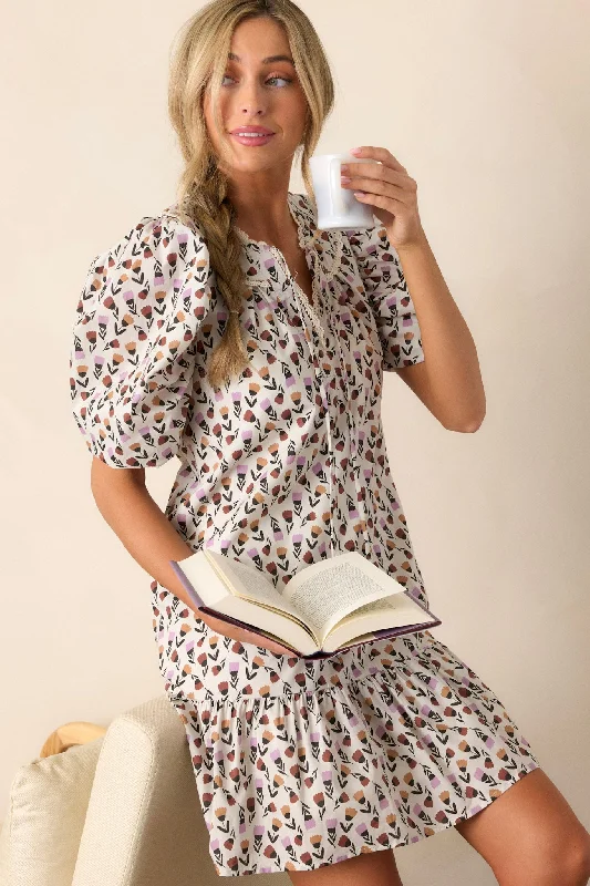 Tube Dresses with Beaded Waistband for Ladies' Simple and Chic StyleWandering Soul 100% Cotton Ivory Floral Mini Dress Tube Dresses with Beaded Waistband for Ladies' Simple and Chic StyleWandering Soul 100% Cotton Ivory Floral Mini Dress
