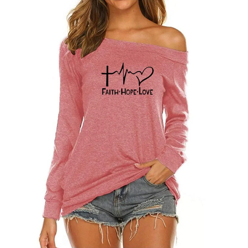 Cable knit women's T - shirt with a beltFaith Hope Love Custom Logo American Long Sleeve Loose Autumn Tees T shirt Women fall 2022 women clothes Cable knit women's T - shirt with a beltFaith Hope Love Custom Logo American Long Sleeve Loose Autumn Tees T shirt Women fall 2022 women clothes