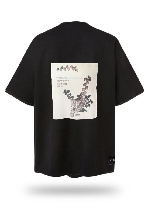 Long - length women's T - shirt to wear as a cover - upPlantae Ficus Pumila Ultrawide Black T-Shirt Long - length women's T - shirt to wear as a cover - upPlantae Ficus Pumila Ultrawide Black T-Shirt