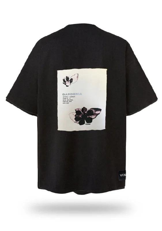 Women's T - shirt with a burnout floral patternPlantae Gardenia Ultrawide Black T-Shirt Women's T - shirt with a burnout floral patternPlantae Gardenia Ultrawide Black T-Shirt