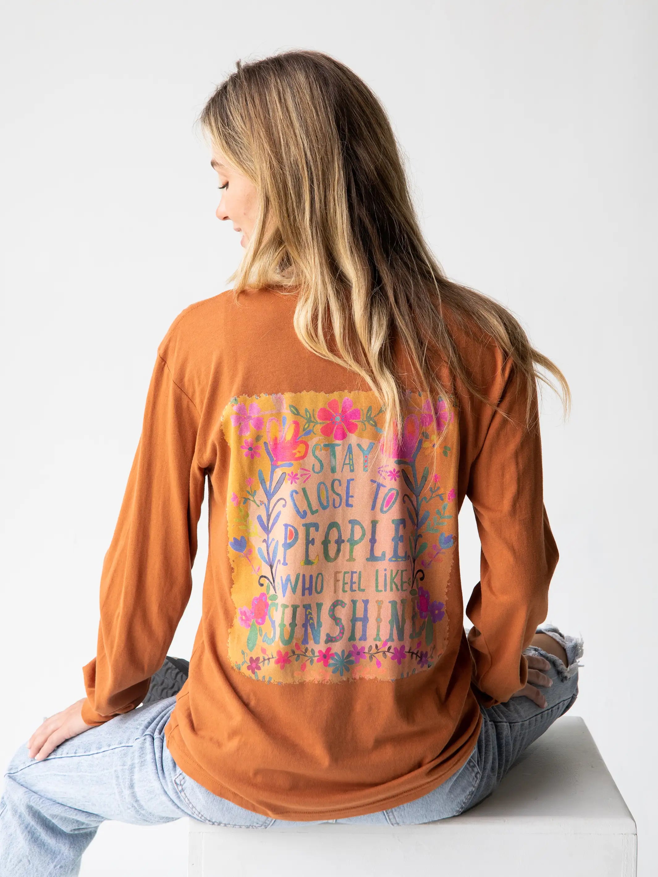 Women's T - shirt with a fringed hemLong Sleeve Cotton Comfy Tee Shirt - Stay Close