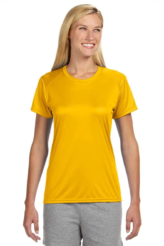 Cable knit women's T - shirt with a cable - textured pocketA4 Womens Performance Moisture Wicking Short Sleeve Crewneck T-Shirt - Gold Cable knit women's T - shirt with a cable - textured pocketA4 Womens Performance Moisture Wicking Short Sleeve Crewneck T-Shirt - Gold