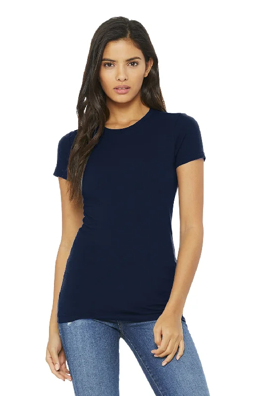Women's T - shirt with a metallic - colored buttonBella + Canvas Womens The Favorite Short Sleeve Crewneck T-Shirt - Navy Blue Women's T - shirt with a metallic - colored buttonBella + Canvas Womens The Favorite Short Sleeve Crewneck T-Shirt - Navy Blue