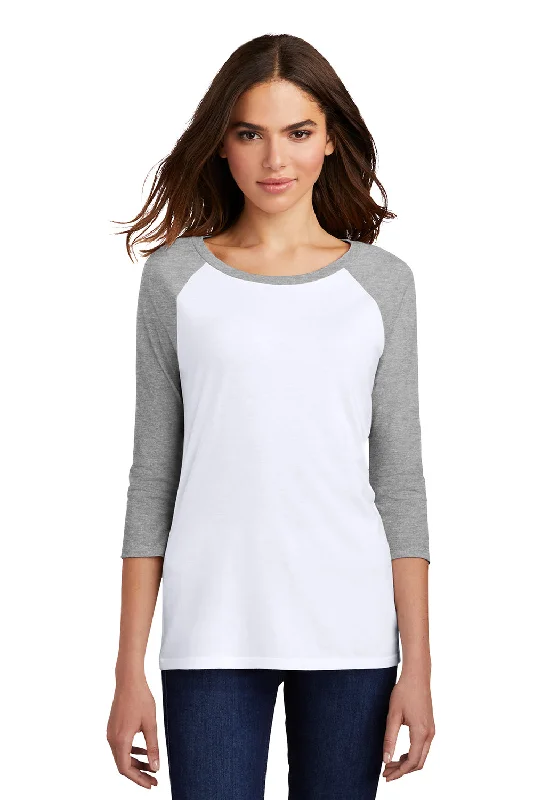 Printed women's T - shirt with a geometric - nautical patternDistrict Womens Perfect Tri 3/4 Sleeve Crewneck T-Shirt - White/Grey Frost Printed women's T - shirt with a geometric - nautical patternDistrict Womens Perfect Tri 3/4 Sleeve Crewneck T-Shirt - White/Grey Frost