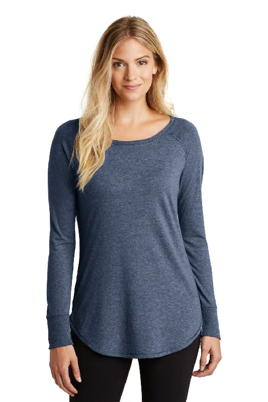 Color - blocked women's T - shirt for a bold statementDistrict Womens Perfect Tri Long Sleeve Crewneck T-Shirt - Navy Blue Frost Color - blocked women's T - shirt for a bold statementDistrict Womens Perfect Tri Long Sleeve Crewneck T-Shirt - Navy Blue Frost