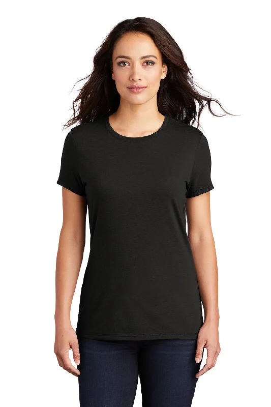Open - work women's T - shirt with a scalloped hemDistrict Womens Perfect Tri Short Sleeve Crewneck T-Shirt - Black Open - work women's T - shirt with a scalloped hemDistrict Womens Perfect Tri Short Sleeve Crewneck T-Shirt - Black