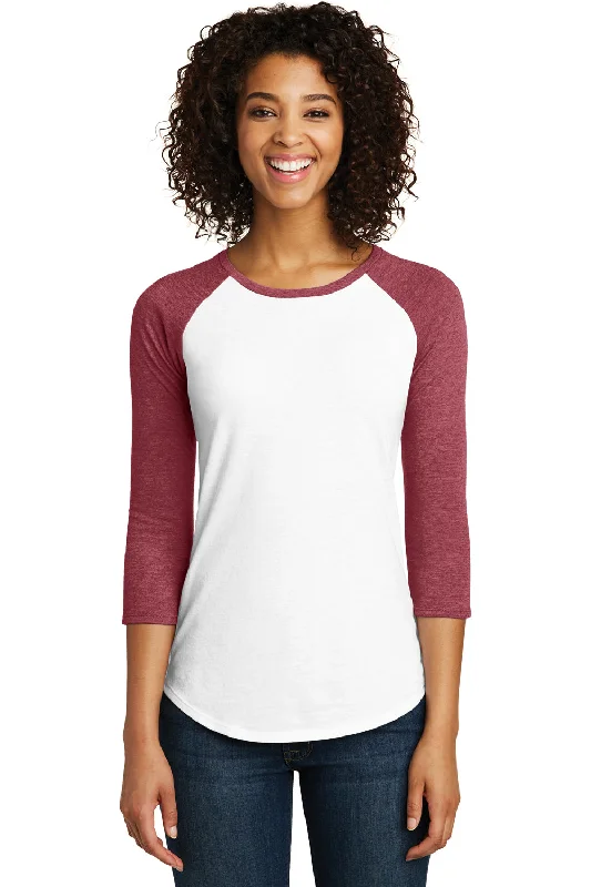 Fitted women's T - shirt to show off curvesDistrict Womens Very Important 3/4 Sleeve Crewneck T-Shirt - White/Heather Red - Closeout Fitted women's T - shirt to show off curvesDistrict Womens Very Important 3/4 Sleeve Crewneck T-Shirt - White/Heather Red - Closeout