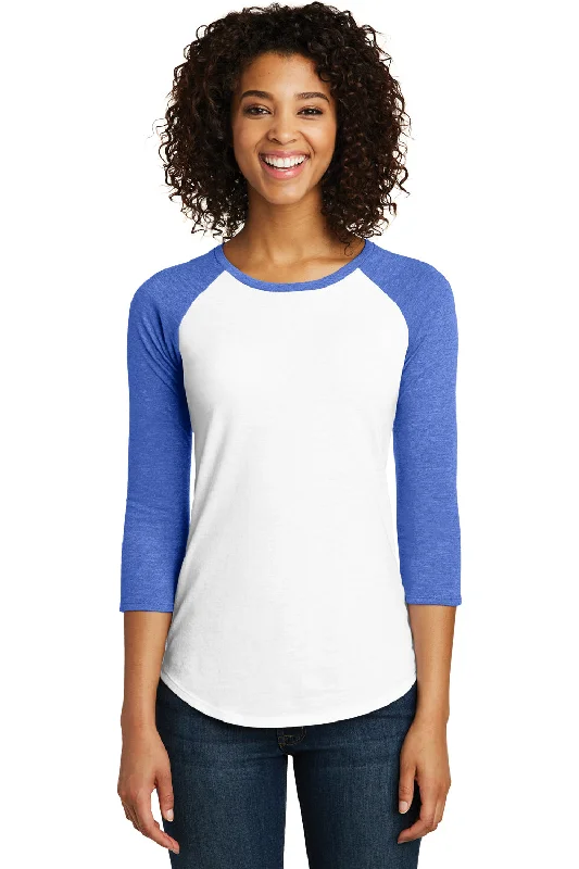 Plaid women's T - shirt for a preppy lookDistrict Womens Very Important 3/4 Sleeve Crewneck T-Shirt - White/Royal Blue Frost - Closeout Plaid women's T - shirt for a preppy lookDistrict Womens Very Important 3/4 Sleeve Crewneck T-Shirt - White/Royal Blue Frost - Closeout