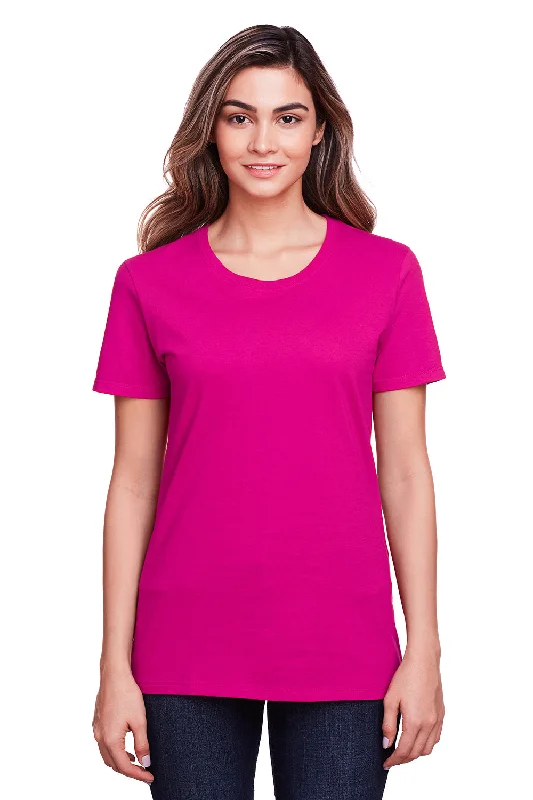 Women's T - shirt with a metallic - colored threadFruit Of The Loom Womens Iconic Short Sleeve Crewneck T-Shirt - Cyber Pink Women's T - shirt with a metallic - colored threadFruit Of The Loom Womens Iconic Short Sleeve Crewneck T-Shirt - Cyber Pink
