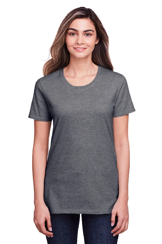 Women's T - shirt with a ribbed cuffs and hemFruit Of The Loom Womens Iconic Short Sleeve Crewneck T-Shirt - Heather Charcoal Grey Women's T - shirt with a ribbed cuffs and hemFruit Of The Loom Womens Iconic Short Sleeve Crewneck T-Shirt - Heather Charcoal Grey