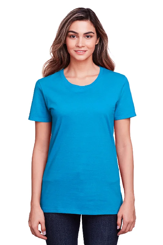 Ruffled women's T - shirt for a feminine touchFruit Of The Loom Womens Iconic Short Sleeve Crewneck T-Shirt - Pacific Blue Ruffled women's T - shirt for a feminine touchFruit Of The Loom Womens Iconic Short Sleeve Crewneck T-Shirt - Pacific Blue