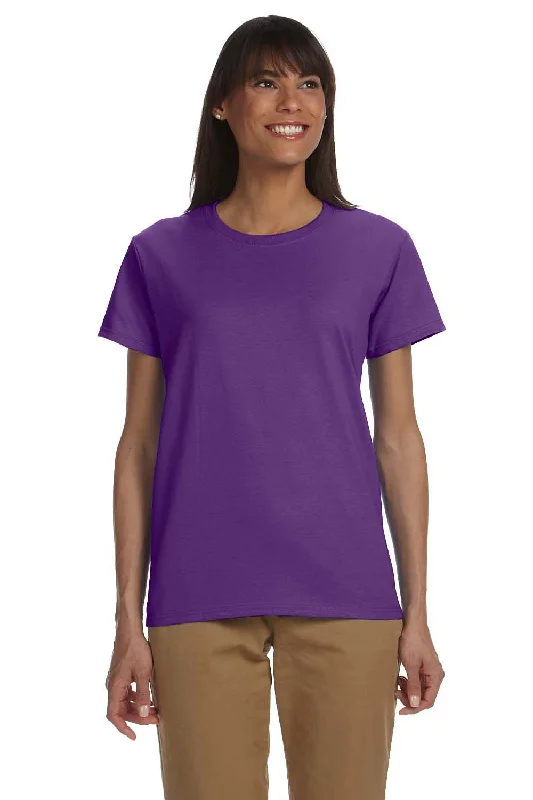 Open - front women's T - shirt with a beltGildan Womens Ultra Short Sleeve Crewneck T-Shirt - Purple Open - front women's T - shirt with a beltGildan Womens Ultra Short Sleeve Crewneck T-Shirt - Purple