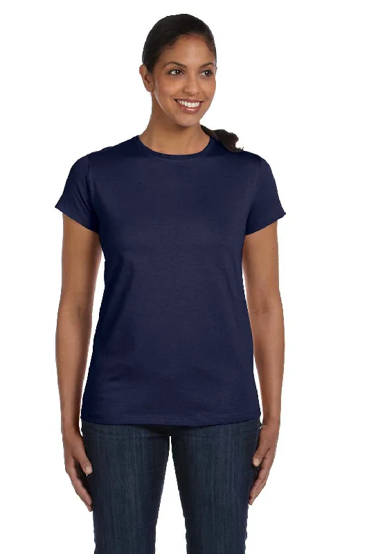 Women's T - shirt with a burnout geometric patternHanes Womens ComfortSoft Short Sleeve Crewneck T-Shirt - Navy Blue - Closeout Women's T - shirt with a burnout geometric patternHanes Womens ComfortSoft Short Sleeve Crewneck T-Shirt - Navy Blue - Closeout