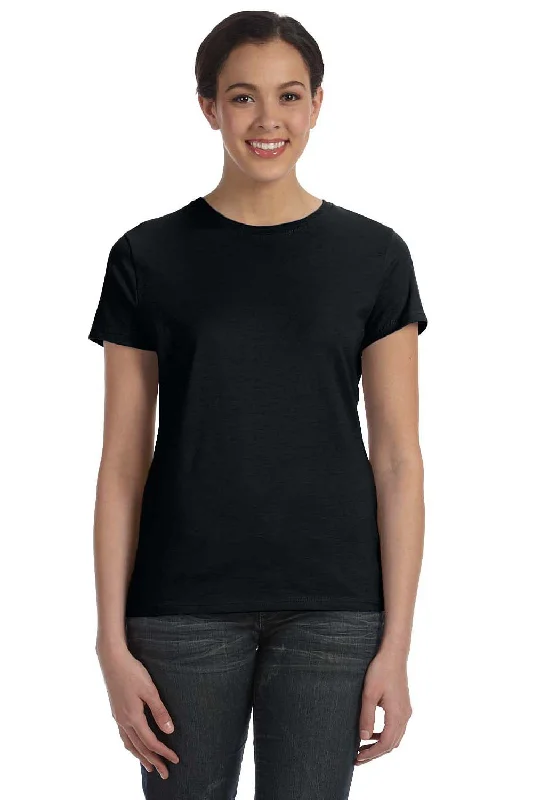 Open - front women's T - shirt for a versatile lookHanes Womens Nano-T Short Sleeve Crewneck T-Shirt - Black Open - front women's T - shirt for a versatile lookHanes Womens Nano-T Short Sleeve Crewneck T-Shirt - Black