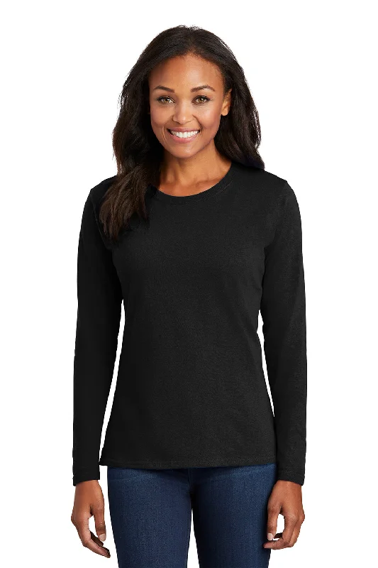 Embroidered women's T - shirt with floral designsPort & Company Womens Core Long Sleeve Crewneck T-Shirt - Jet Black Embroidered women's T - shirt with floral designsPort & Company Womens Core Long Sleeve Crewneck T-Shirt - Jet Black