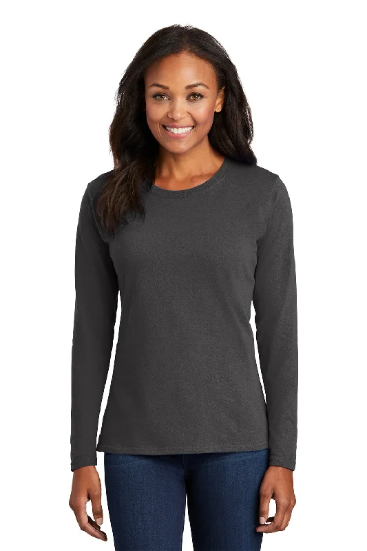 Metallic - threaded women's T - shirt for a touch of glamourPort & Company Womens Core Long Sleeve Crewneck T-Shirt - Charcoal Grey Metallic - threaded women's T - shirt for a touch of glamourPort & Company Womens Core Long Sleeve Crewneck T-Shirt - Charcoal Grey