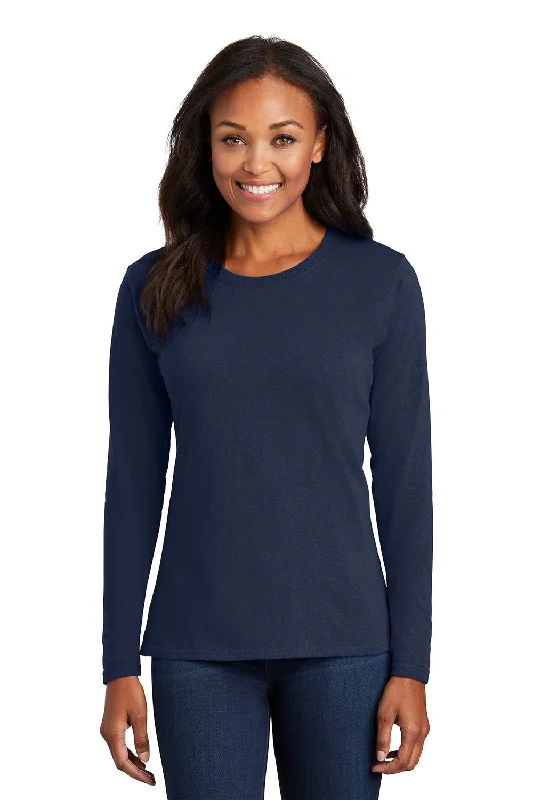 Printed women's T - shirt with animal printsPort & Company Womens Core Long Sleeve Crewneck T-Shirt - Navy Blue Printed women's T - shirt with animal printsPort & Company Womens Core Long Sleeve Crewneck T-Shirt - Navy Blue