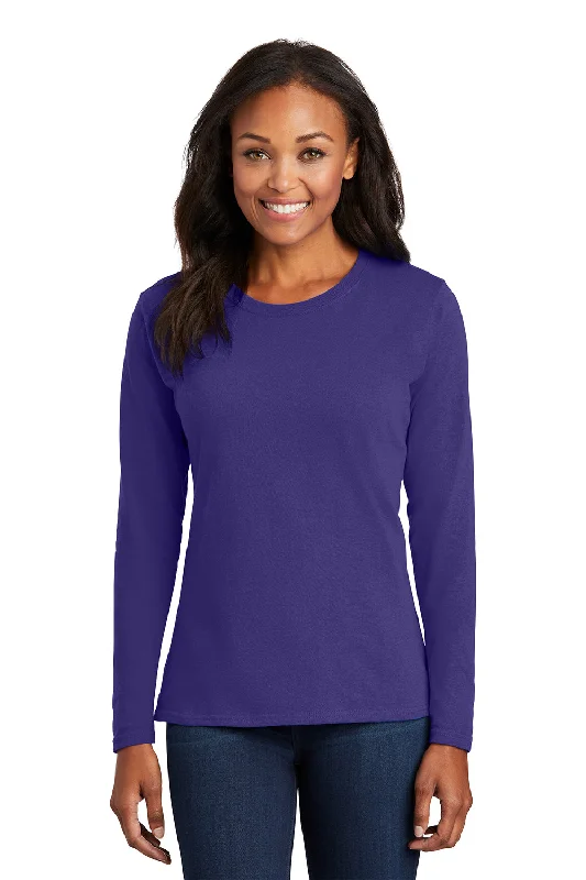 Sequined women's T - shirt for a glamorous occasionPort & Company Womens Core Long Sleeve Crewneck T-Shirt - Purple Sequined women's T - shirt for a glamorous occasionPort & Company Womens Core Long Sleeve Crewneck T-Shirt - Purple