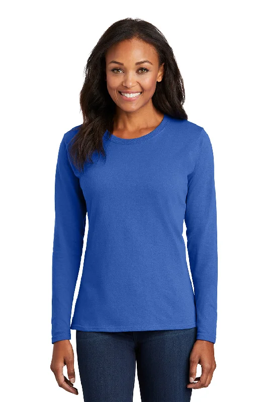 Ruffled women's T - shirt for a feminine touchPort & Company Womens Core Long Sleeve Crewneck T-Shirt - Royal Blue Ruffled women's T - shirt for a feminine touchPort & Company Womens Core Long Sleeve Crewneck T-Shirt - Royal Blue
